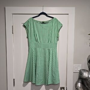 Kate Spade Green Checkered Midi Dress